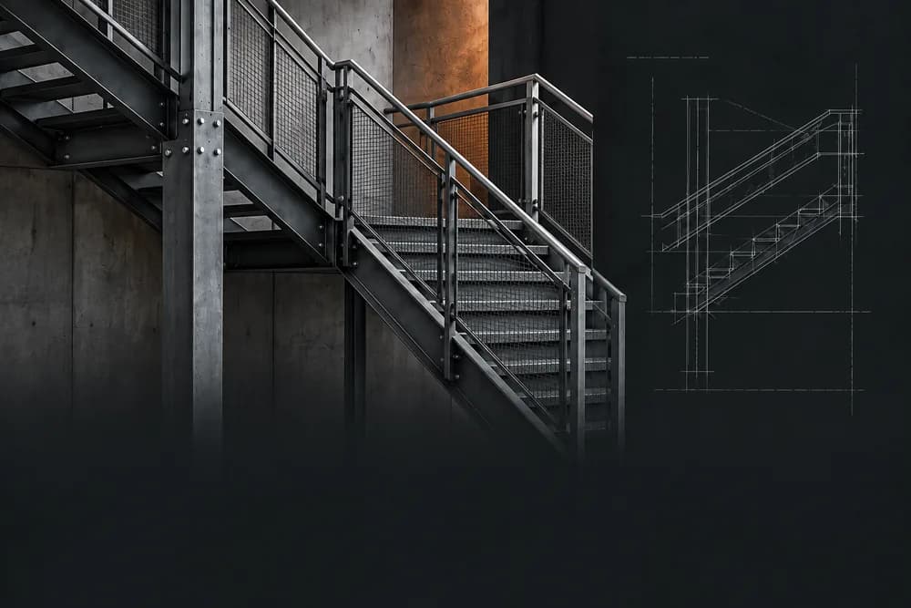 Ilustrativni prikaz stepenica i ograde, nije fotografija CRO-TECH realizacije.